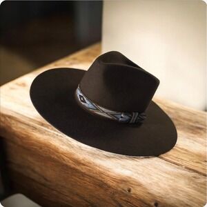 Twister 100% Wool Size Medium Cowboy Hat Western Wear Brown Rancher Felt